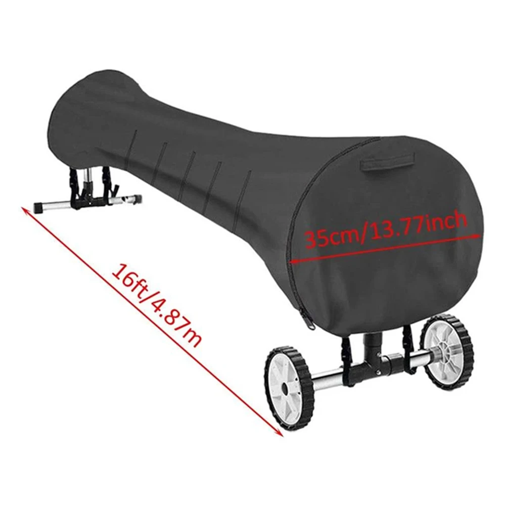 

Swimming Pool Solar Reel Cover Weather Protection 16/18/20ft For Pools Reel 210D Oxford Cloth Adjustable Straps Black