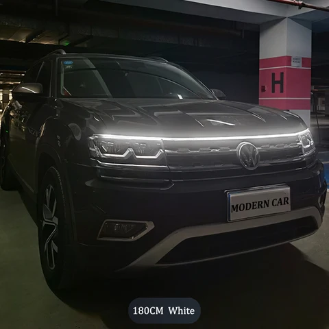 Динамические светодиодные фонари на капоте автомобиля, универсальная направляющая на капоте двигателя, декоративная световая панель, авто фары, автомобильные дневные ходовые огни