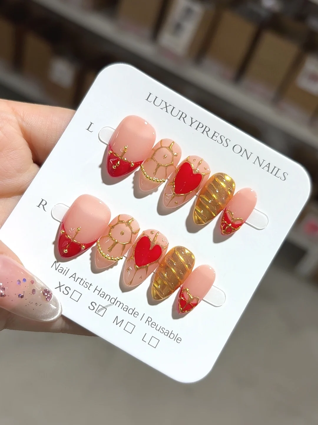 Linha irregular coração curto amêndoa estilo casamento moda nail art (C379)