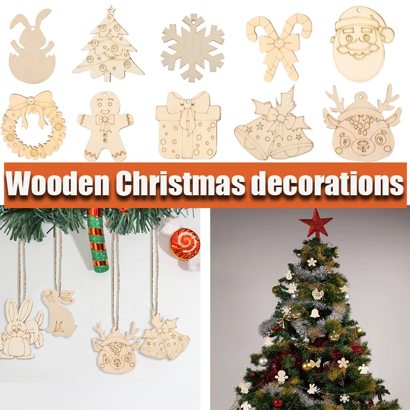 1pc Wooden Christmas Decorations Hollow Christmas Hanging Hollow Snowflake Tree Decorative Pendant Christmas Daily Necessities