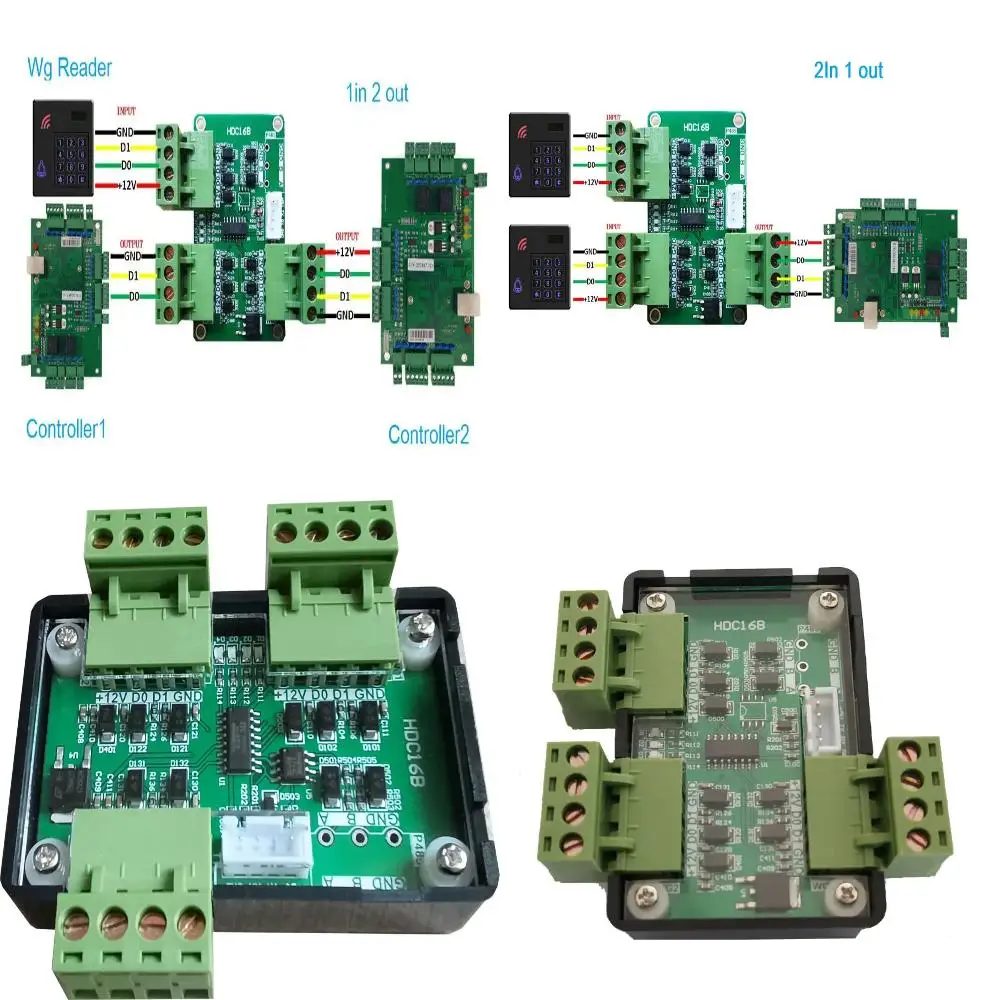 

Multi Channel Wiegand Format Converter 2In 1out Or 1In 2out Automatic Recognize WG26~WG80 Format Suit For Access Control System