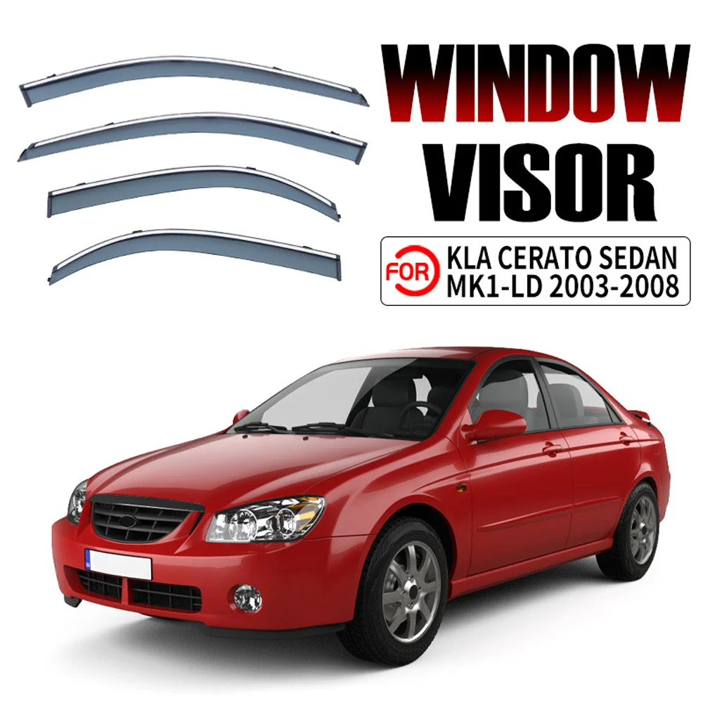 

Chrome Strips Rain Guards for Kia Cerato (LD) Sedan 2003-2008 Window Visor Wind Deflectors Door Visor Vent Shades Ventvisor