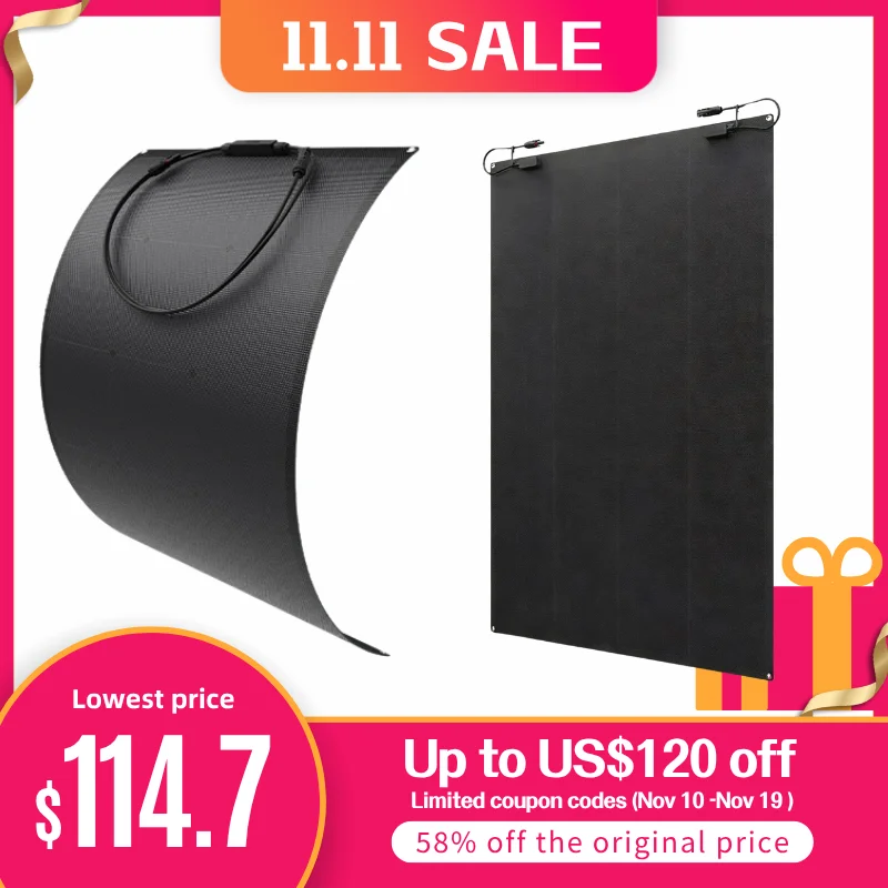 

GOKKCL 100 Watt HPBC Back Contact Solar Cells 25.8% High Efficiency Portable Flexible Solar Panel No Busbar Portable Solar Panel