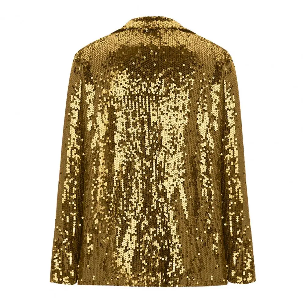 

Women Sequined Jacket Sequin V Collar Cardigan Coat For Women Elegant Slim Fit Outerwear For Club Party Prom Long Sleeve