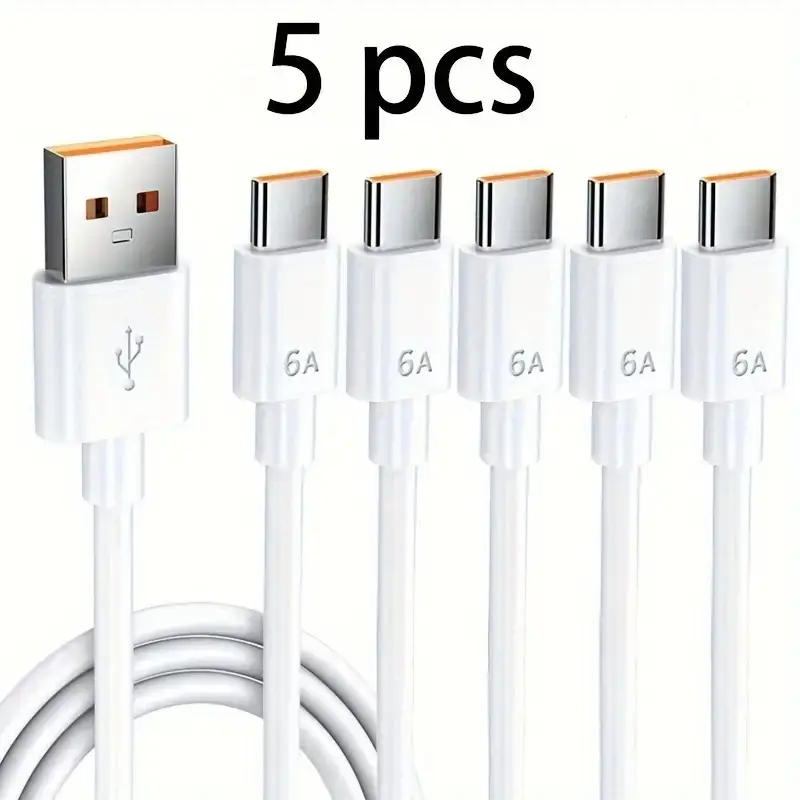 كابل بيانات USB-C بقوة 6 أمبير و120 واط، كابل شحن سريع متوافق مع هواوي وشاومي وسامسونج وPOCO وOneplus وRealme وأجهزة أندرويد - 5