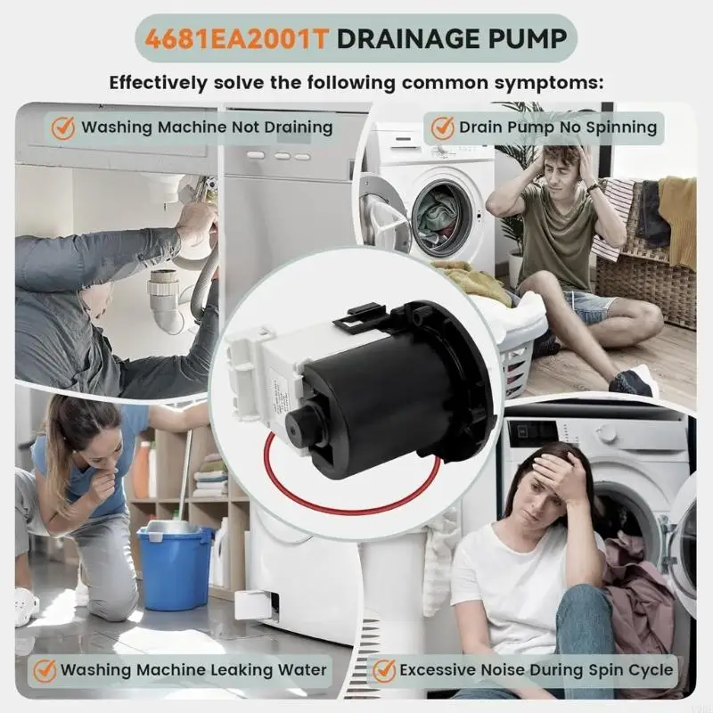   Universal Washer Drain Pumps Replacement Solves Drain Issues Includes Easy Cleaning Filter