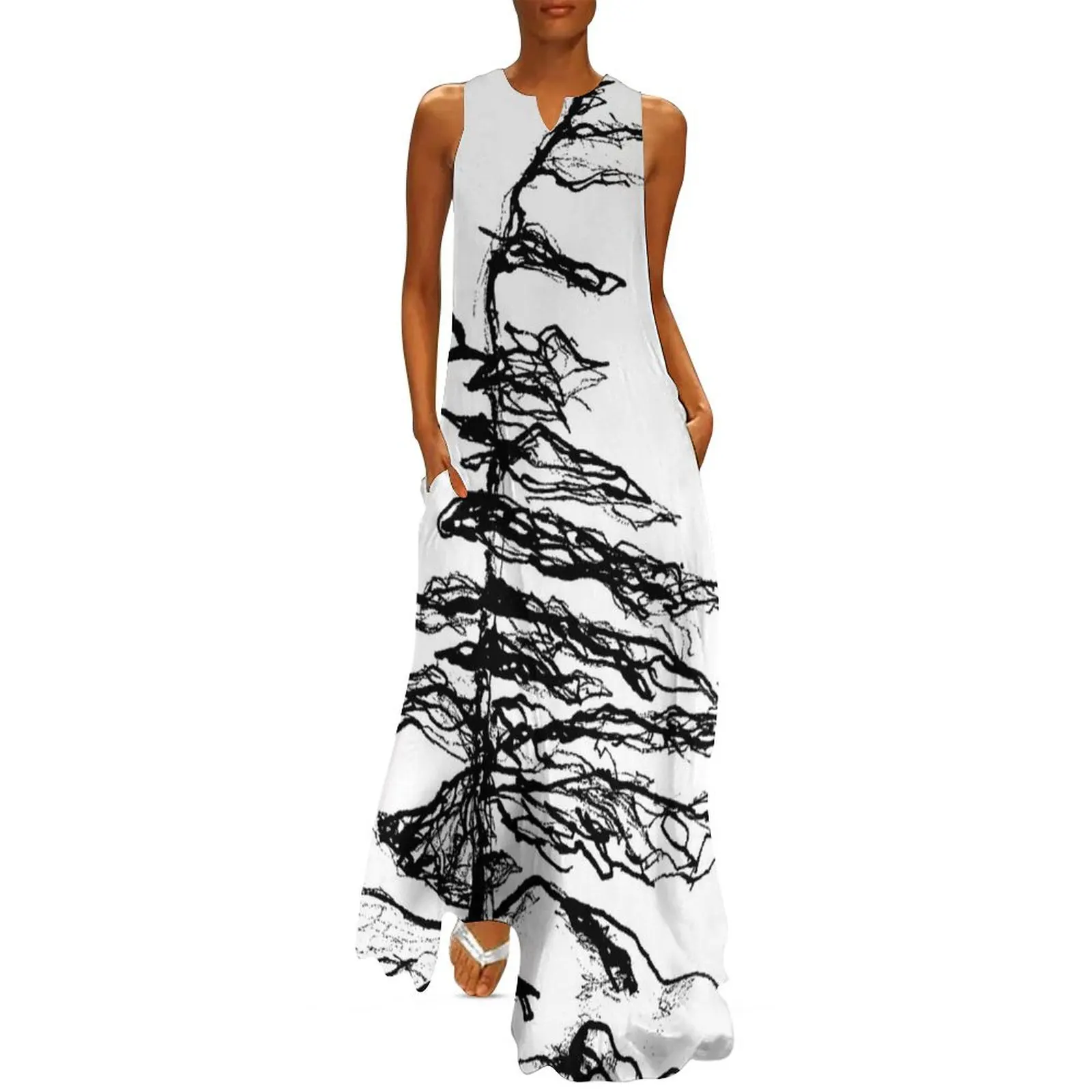 

West Wind Tree black and white Long Dress dress for woman festival outfit women Aesthetic clothing