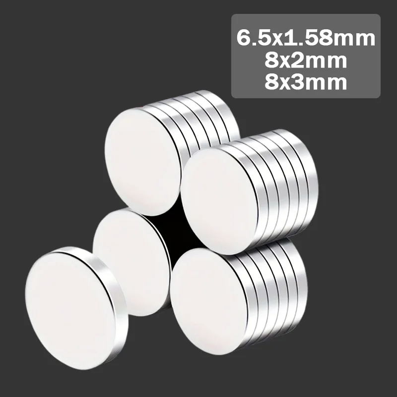 6,5x1,58/8x2/8x3mm Kühlschrank-Rundmagnet, Geeignet für Bequeme und Langlebige Verwendung in Lagerhäusern, Whiteboards, etc.