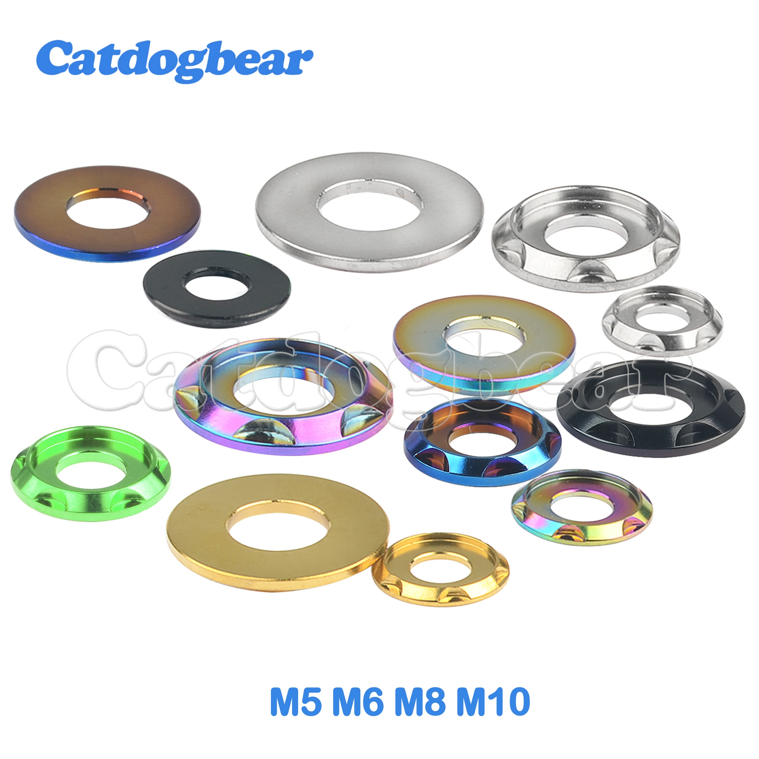 Catdogbear Titanium Washers M5 M6 M8 M10 Step Gasket for Bicycle Motor Bike