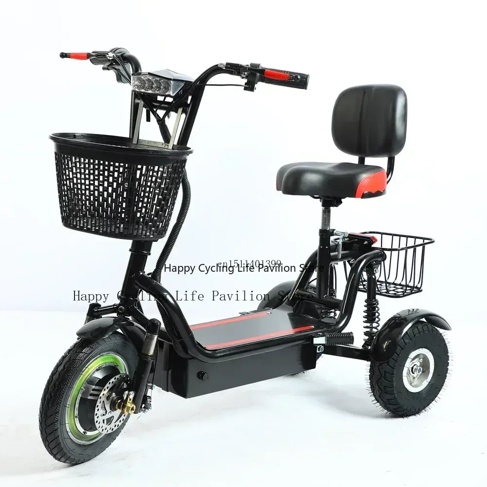 Tricycle Électrique Pliable de 12 Pouces pour Adulte, Mini Scooter à Trois Roues, Vélo Électrique, 48V, 350W, 40-50km d\'Autonomie