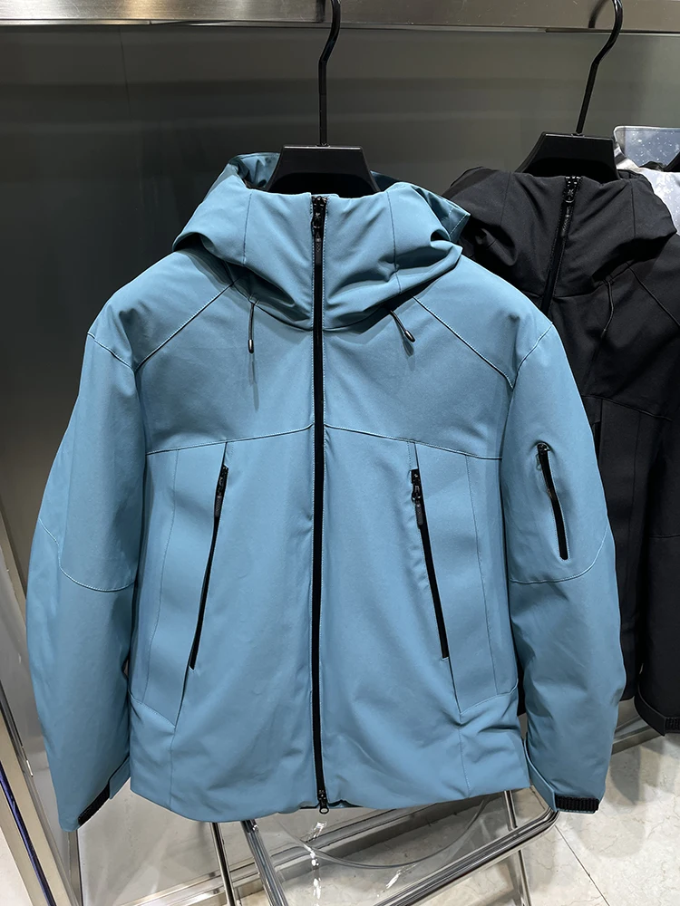 Chaqueta de plumón de ganso blanco para hombre, abrigo grueso, resistente al frío, con capucha, a prueba de viento, impermeable, a prueba de nieve, ajuste suelto, Invierno