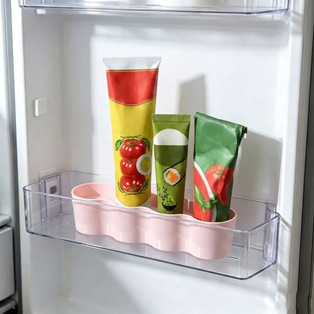 4 Slots Sauce Tube Storage Holder Wave Shaped Plastic Ketchup Tube Fixing Shelves 3D Printing Prevent Sauce Tipping
