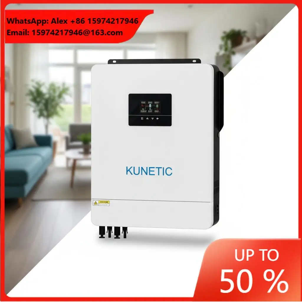 KUNETIC-48V-20A 3.6KW 4.6KW 4600W Single Phase Hybrid Solar Inverter 48Vdc High PV Power Acceptance Integrated AFCI 97%