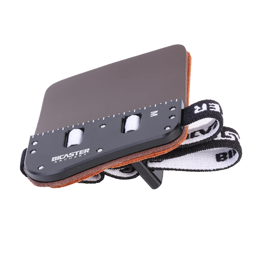 1 Stück Bicaster SP3 Recurve Bogen Fingerschutz Barebow Finger Tab LH/RH Rindsleder + Aluminiumplatte L/M/S – Detail 4