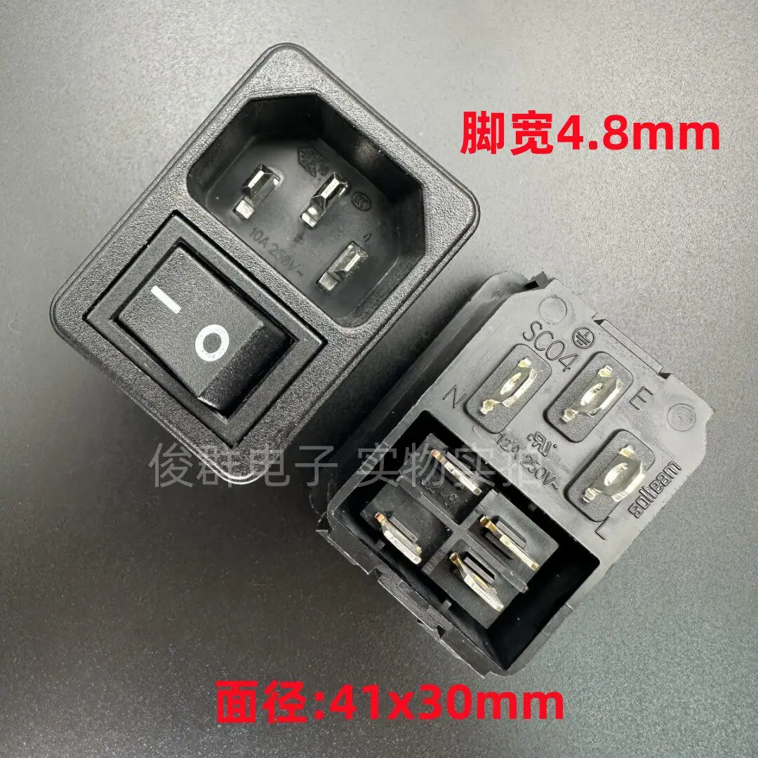 

10pcs/ SC04 with 4-pin KCD1-104 switch pin socket power socket male jack 10A