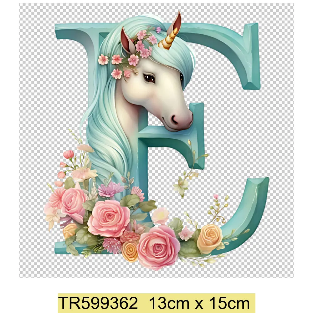 Cute Small Animal Unicorn Patch for Clothing Sticker for Children Girl Cute Unicorn Alphabet DIY Patches Shirt Heat Transfer