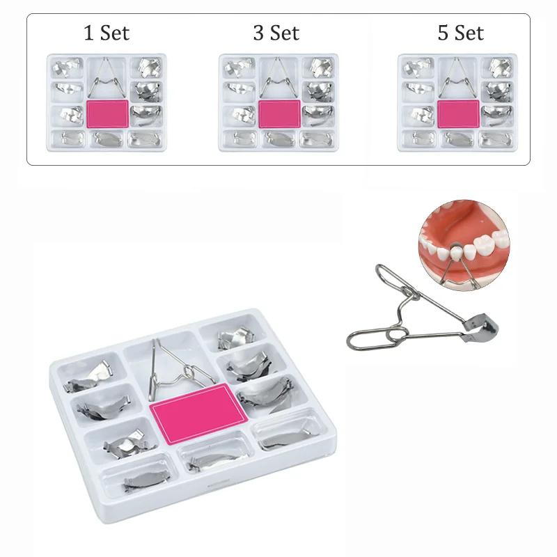 Matrizes metálicas contornadas secionais dentais, Matriz com Springclip, No.1.330 Banda, Fixação de resina, Anel Seperating, Ferramentas Dentista