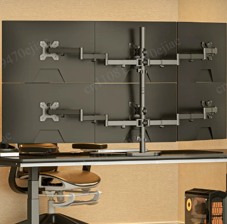 Heavy Duty 6-Screen Monitor Stand, Fully Adjustable LCD LED Desk Mount Bracket with 180° Swivel & Extension Arms