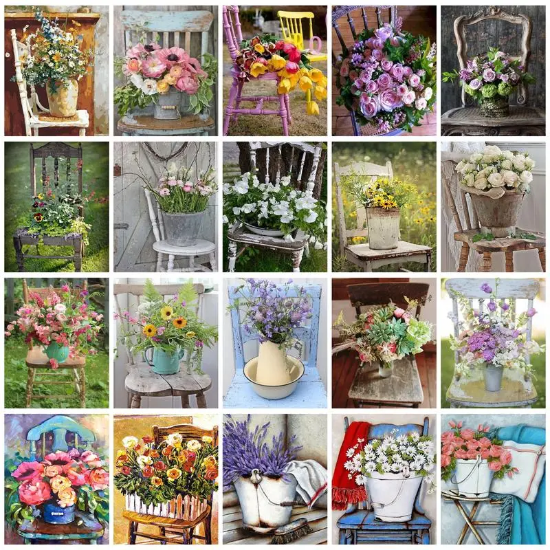 

RUOPOTY Acrylic Paint by Numbers on Canvas Daisy Vase Paintings on Number Kits Oil Handpainted Adults Crafts Home Decor