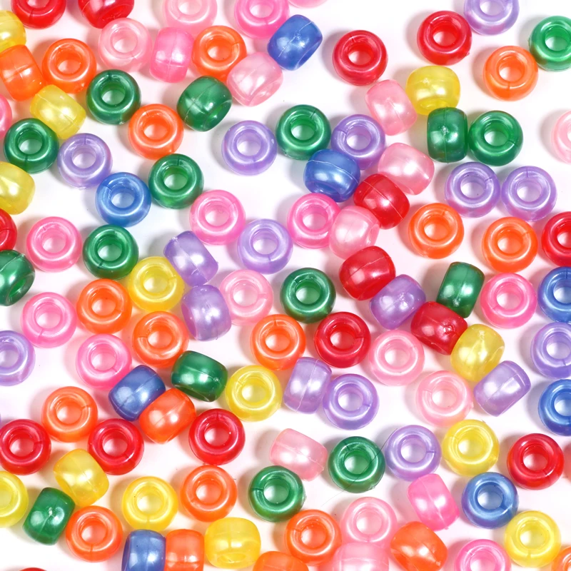 100 Stück 6x9mm Bunte Pony-Perlen Modische Großloch-Plastikperlen für Schmuckherstellung Armbänder DIY-Zubehör