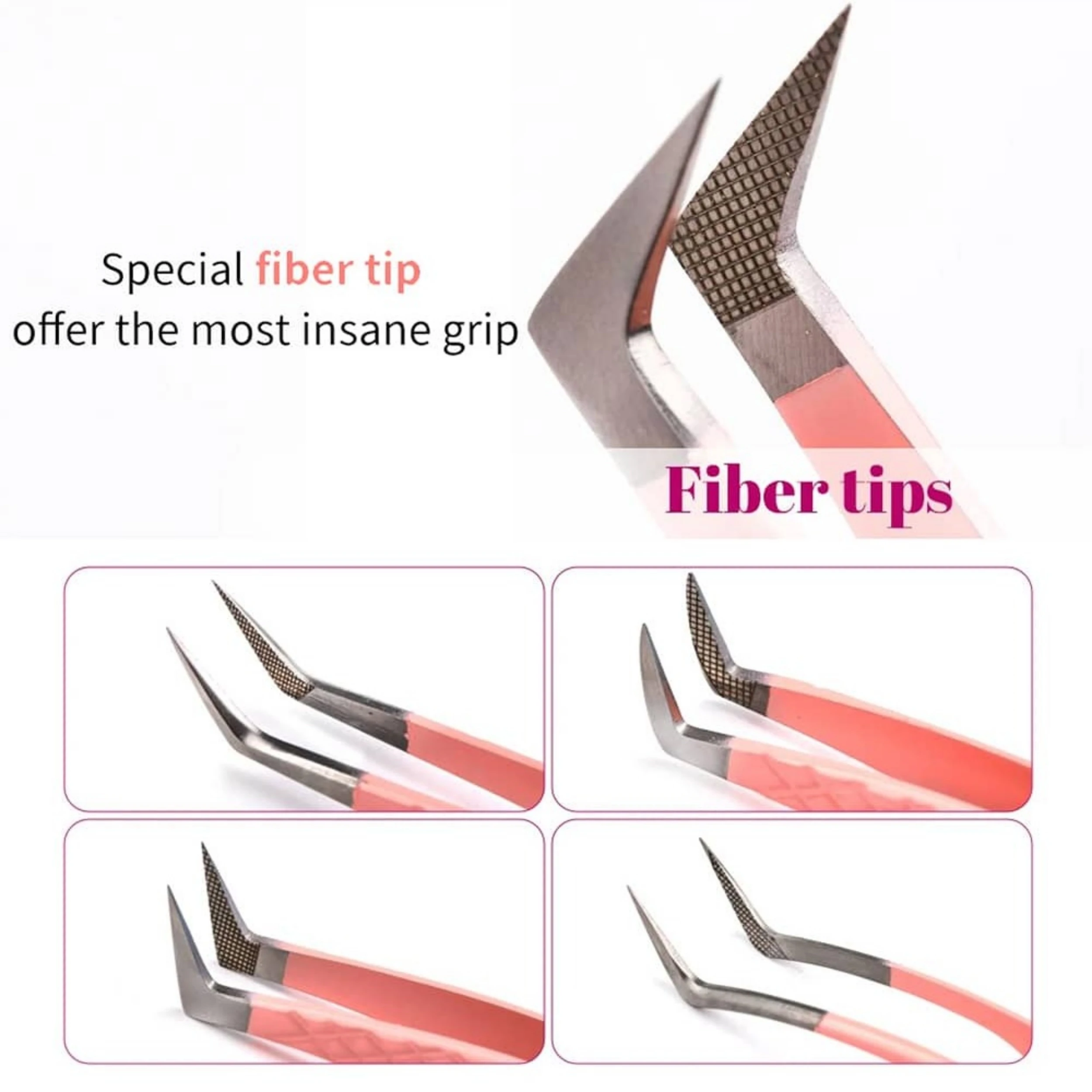 FADVAN 1 pièces pince à épiler à pointe de fibres pour Extension de cils anti-dérapant rose acier inoxydable outils de maquillage précis