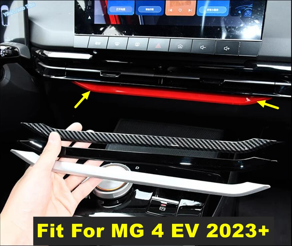 

For MG 4 EV 2023 2024 Central Console Air AC Conditioning Vent Outlet Panel Stripes Cover Trim Red / Black Interior Accessories