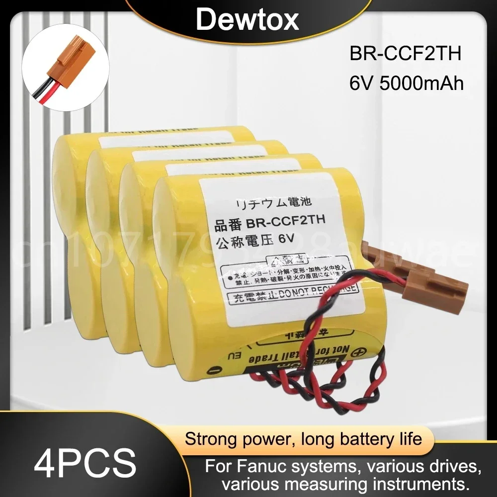 

4PCS BR-CCF2TH Original 6V 5000mah Lithium Batteries with W/2P Plug for CNC Machine Tools PLC FANUC Systems