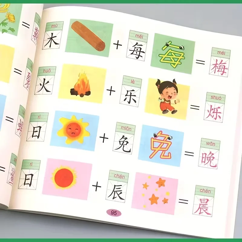 3000 Chinese Characters with Pictographic Illustrations Radical Combinations and Phonetic Annotations for Language Learning