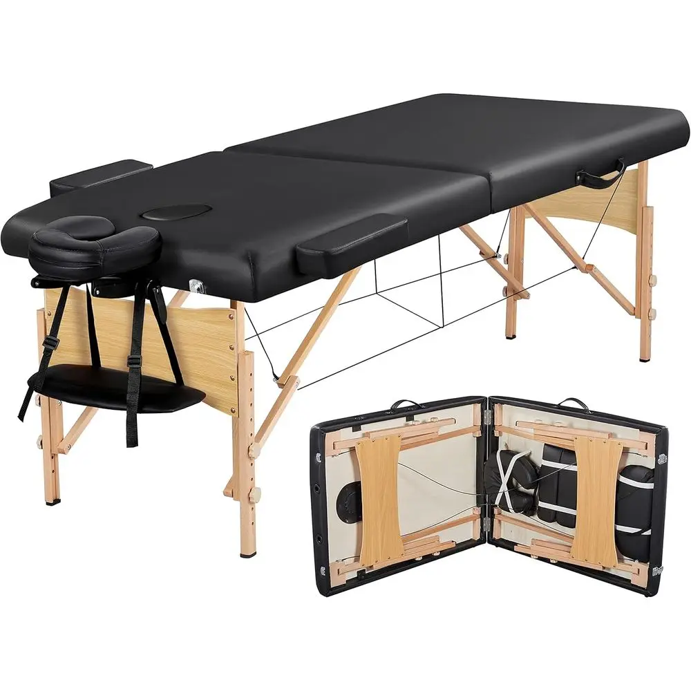 

Portable Adjustable Massage Table with Lash Bed, Spa Couch, and Non-Woven Bag - 28 Inch Black