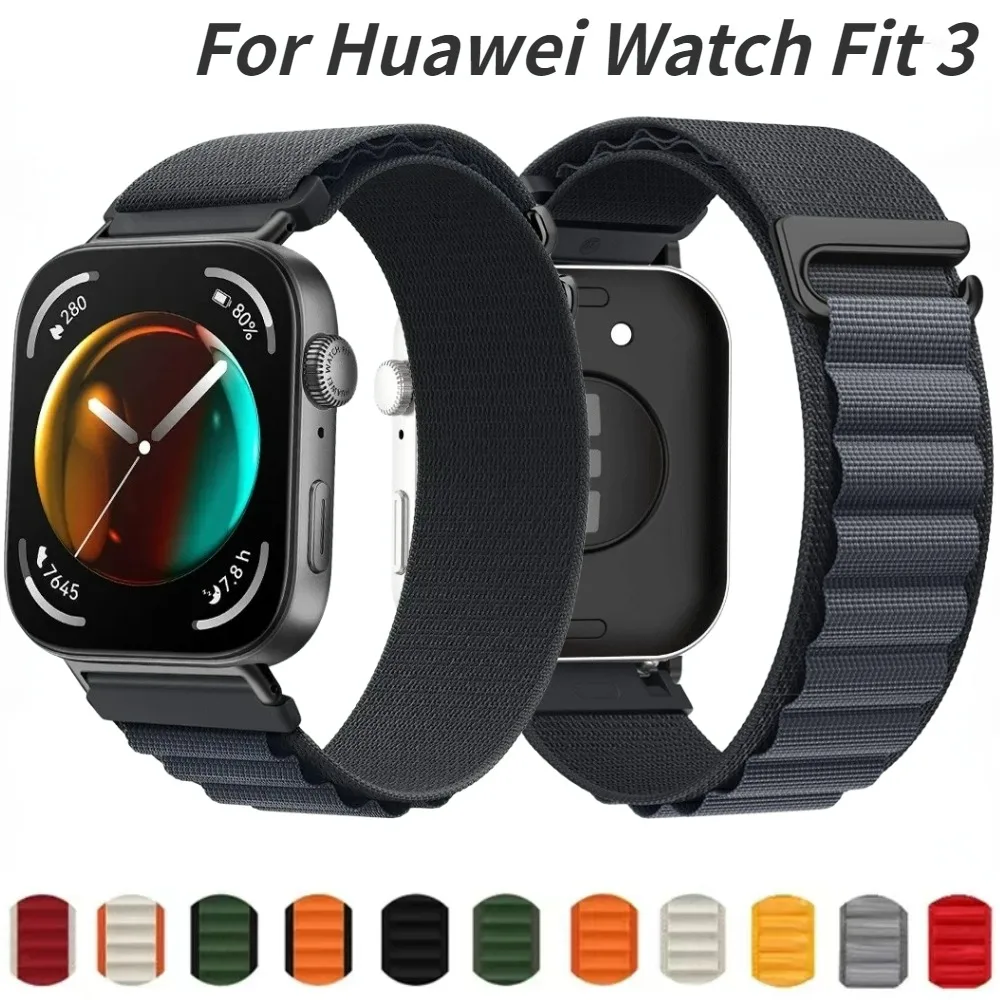 Nylon Loop Band for Huawei Watch Fit 3 Comfortable Breathable Wrist Strap Accessories for Huawei Watch Fit 3 Sport Wristband