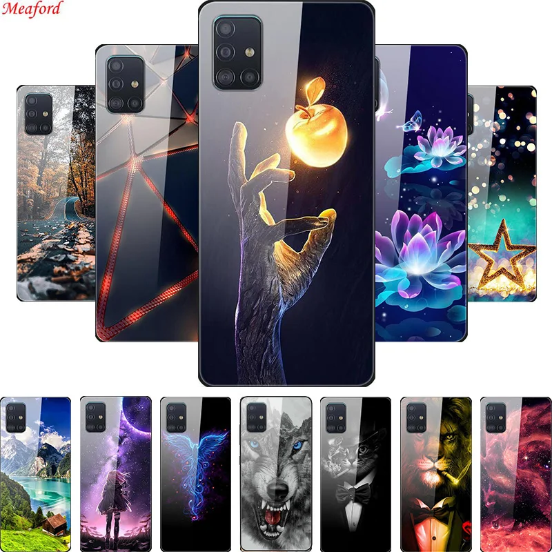 Funda trasera de cristal para Samsung Galaxy A51 Funda A 51 Funda de vidrio templado para Samsung A51 A31 A41 A71 Funda A 71 31 Funda