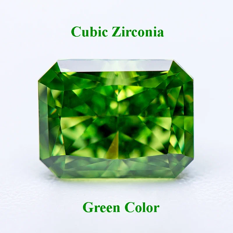 

Cubic Zirconia Crushed Ice Cut Green Color Rectangle Shape Charms Beads for Diy Jewelry Making Pendant Materials No Certificate