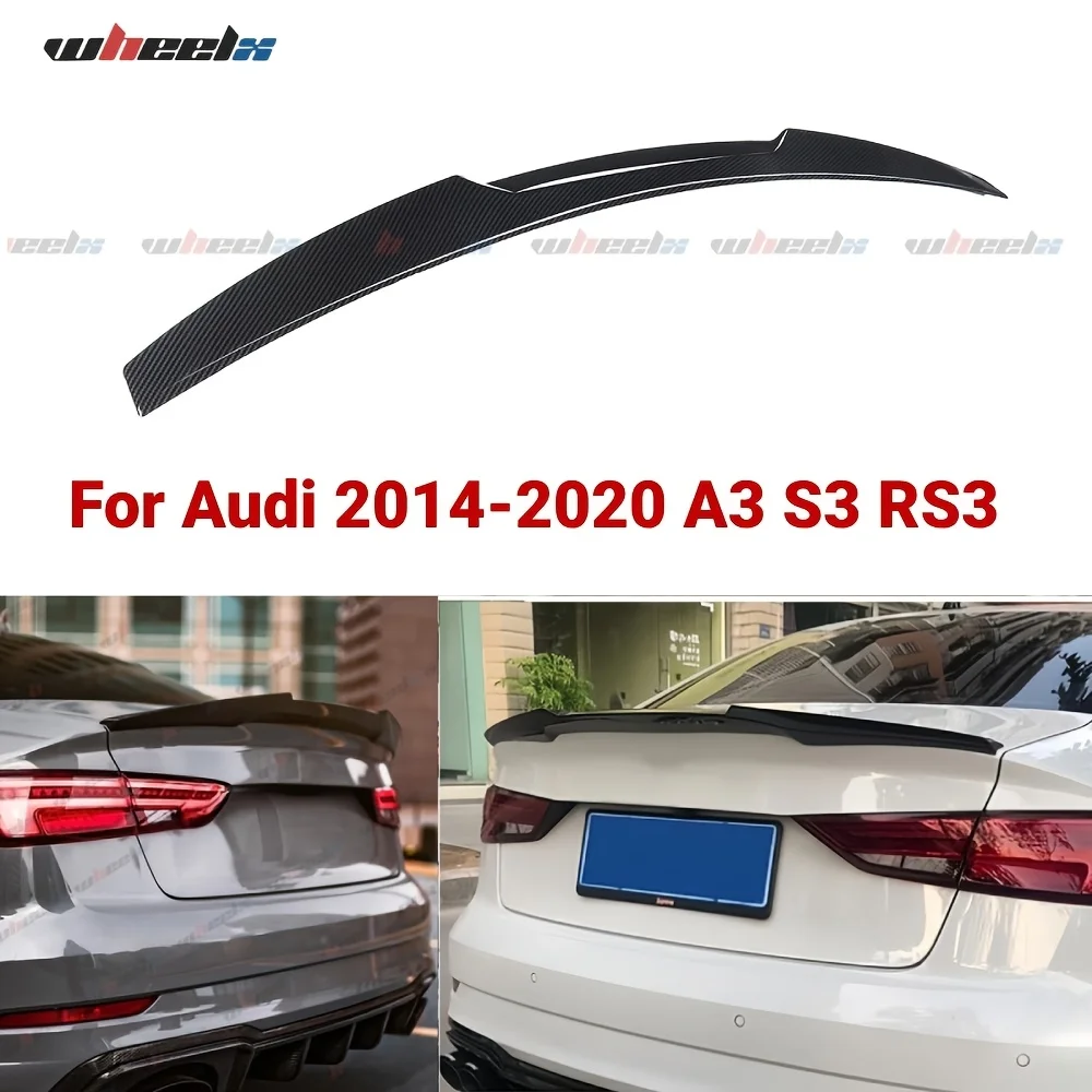 Rear Trunk Spoiler Wing Lip For Audi 2014-2020 A3 S3 RS3, High Kick M4 Style Duckbill Spoiler Fits For 14-20 Sedan