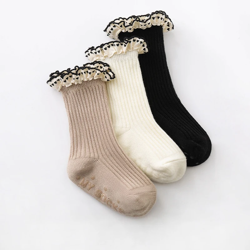 New Spring Lace Princess Socks Newborn Baby Toddler Soft Stringy Selvedge Prewalker Mid Sock For Kids Girl Boy Cute Socks 0-8Y