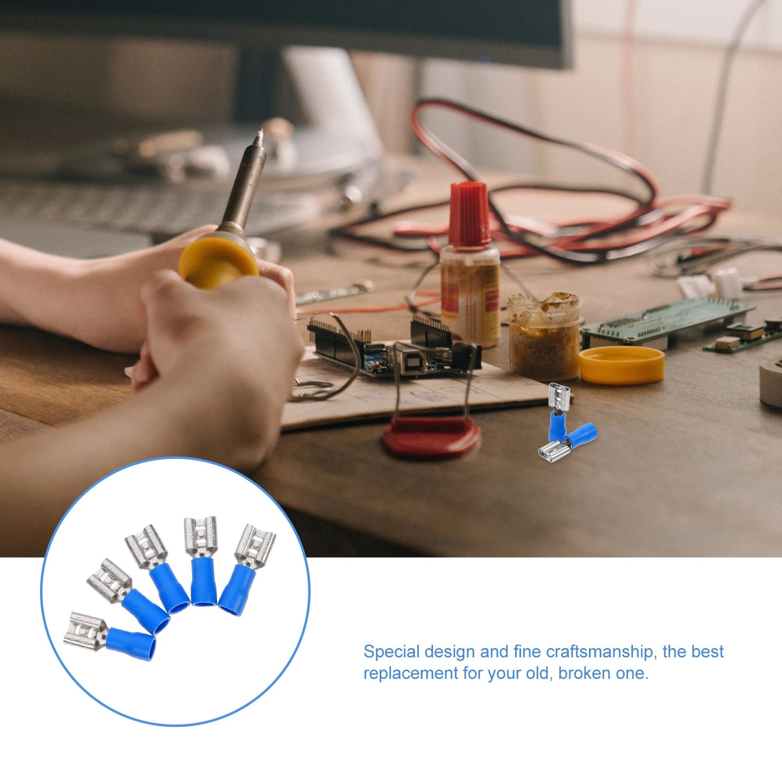 

100pcs Cold Press Terminal Wire Connectors 75°C 105°C High Grade Tin Plated Metal Silver Welded Ribbed Crimp Terminals For
