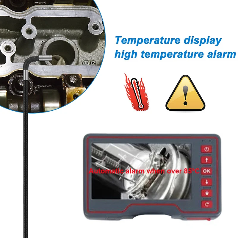 Endoscope à direction haute définition, écran 5 pouces, objectif 8.5mm/6mm, 360 °, 200W pixel, 1m, 3m, 5m, 2 A, élimination du carbone, réparation automatique