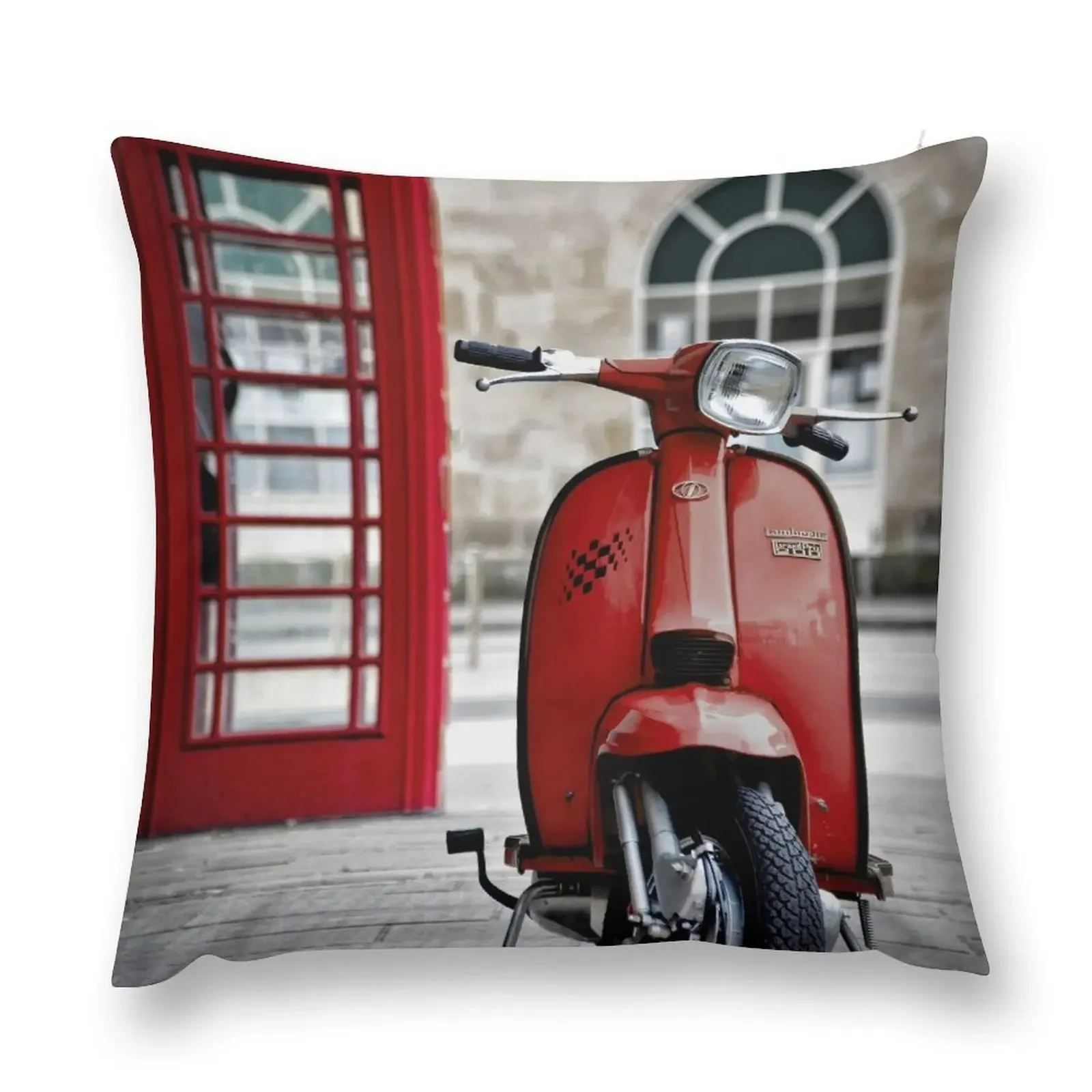 Italian Red Lambretta GP Scooter Throw Pillow luxury decor Room decorating items Cushions For Sofa Elastic Cover For Sofa pillow