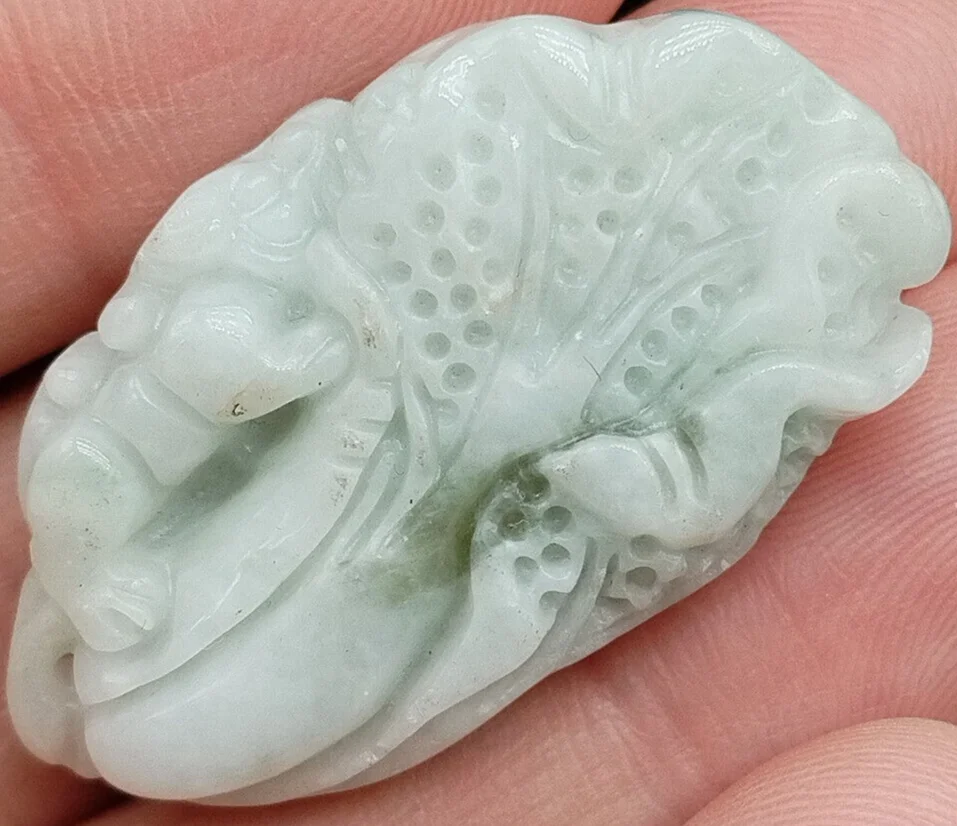 Certified Green Lavender Burma Natural A Jade Jadeite Carved Cabbage Pendant