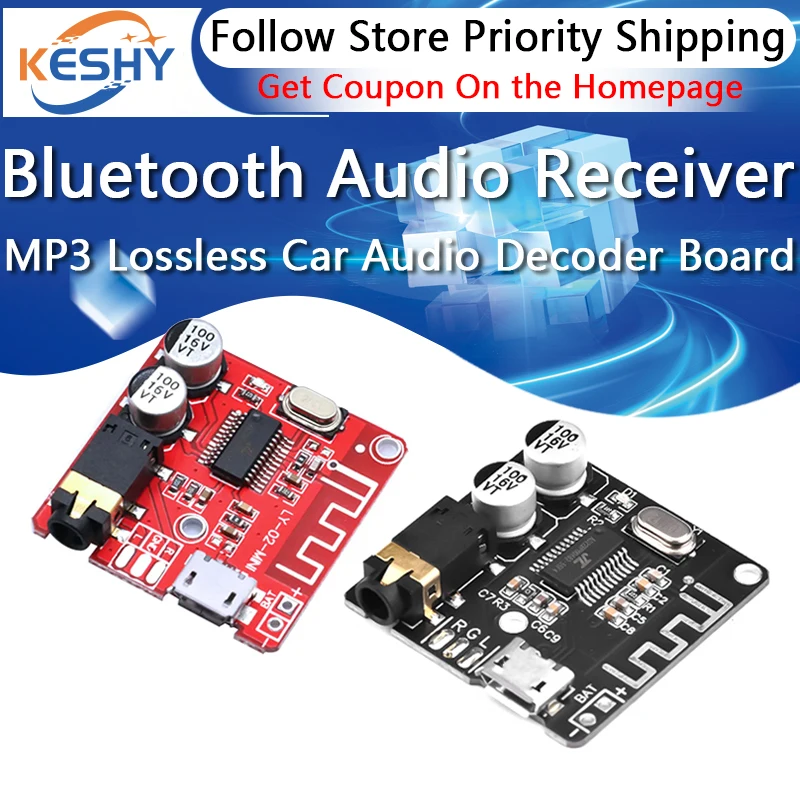 DIY Bluetooth Audio Receiver Board Bluetooth 5.0 MP3 Lossless Car Audio Decoder Board Wireless Stereo Music Module 3.7-5V XY-BT