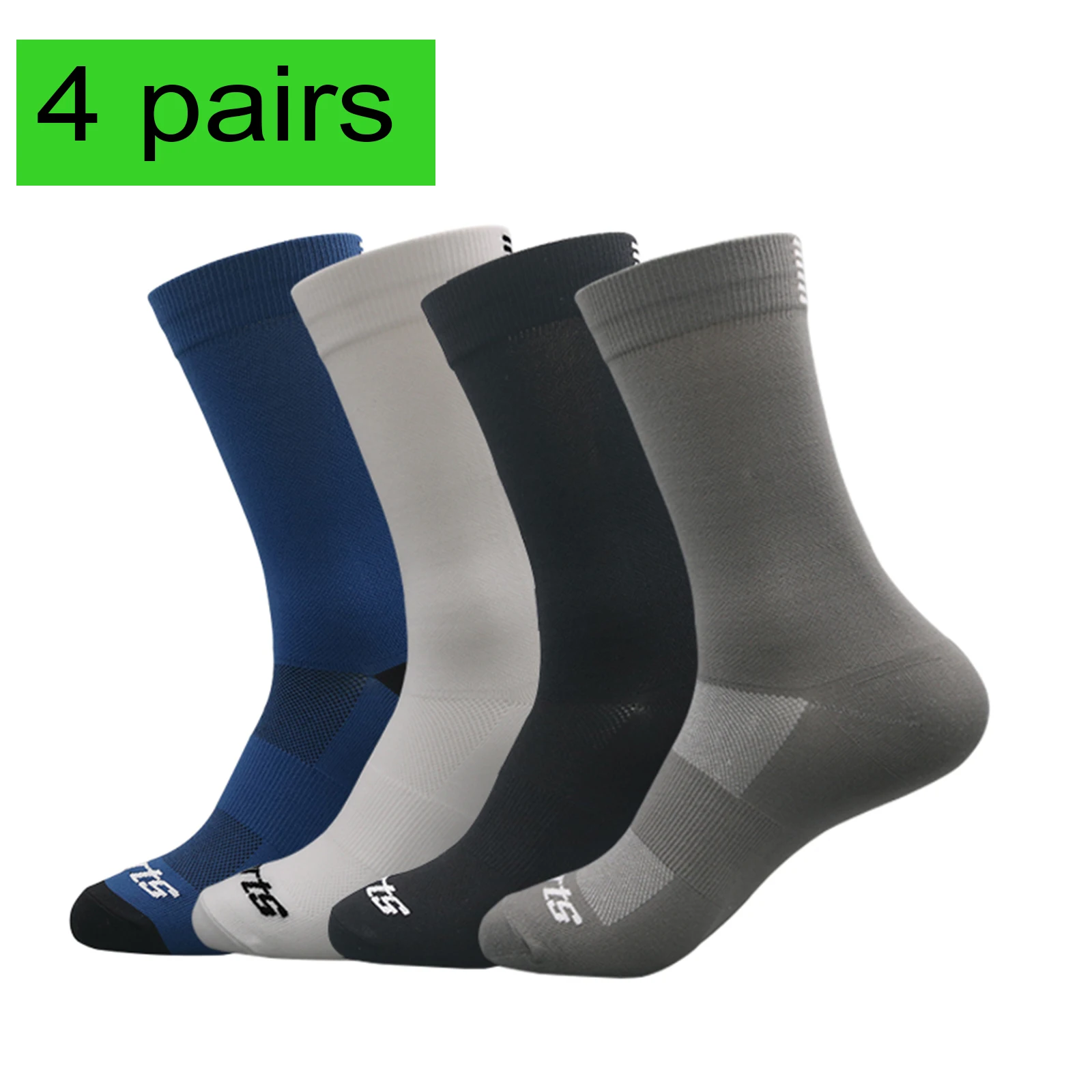 

4Pairs Cycling Socks Men Women Breathable Crew Bike Running Socks Fashion Compression Climbing Travelling Walking Hiking Socks