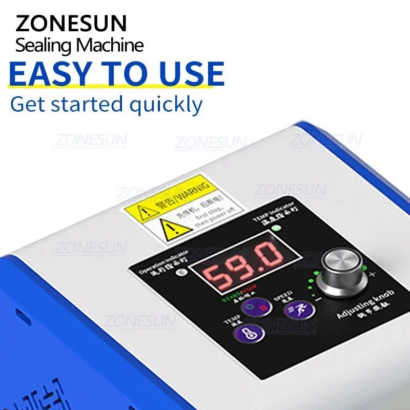 ZONESUN ZS-GLF1P Semi-Automatic Food Aluminum Foil Pouch Continuous Heating Roller Plastic Bags Sealing Machine