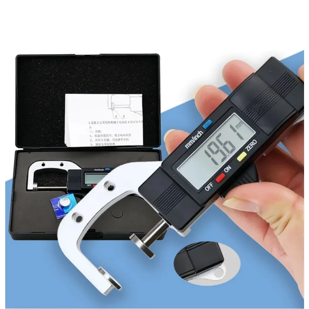 Digital Thickness Gauges Mini Portable Horizontal Electronic Thickness Meter Measurement Tool 0-25.4mm Caliper 0.01mm Resolution