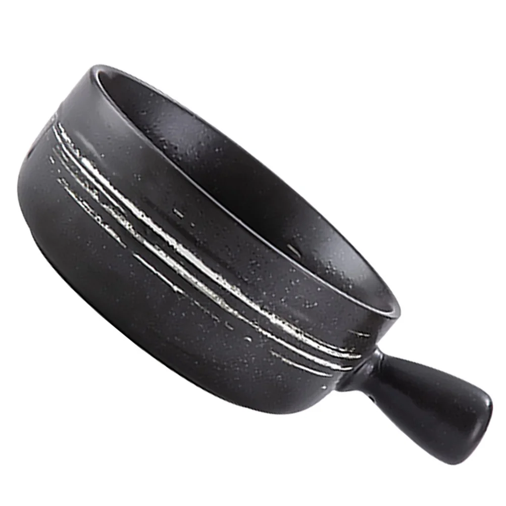 

1Pcs Ceramic Baking Bowl Heat Resistant with Handle Practical Kitchen Pot for Cakes Bread Noodles Milk Salad Cooking