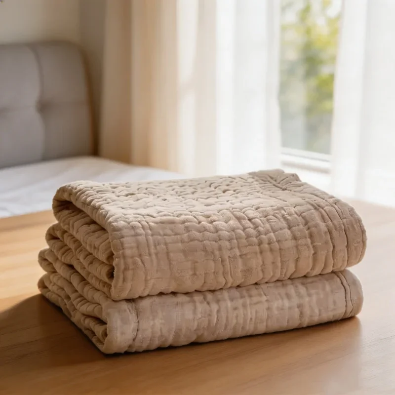 

Pure Cotton Infant Baby Quilt Lightweight Breathable Skin Friendly Quick Dry Towel Portable Newborn Blanket For Nap And Bath Use
