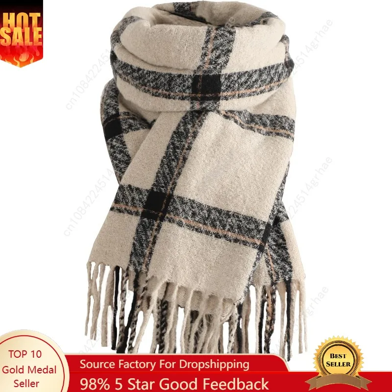 

Trifabricy Winter Scarfs for Women, Long Blanket Scarf, Fashion Cashmere Feel Plaid Scarf, Chunky Pashmina Shawls and Wraps