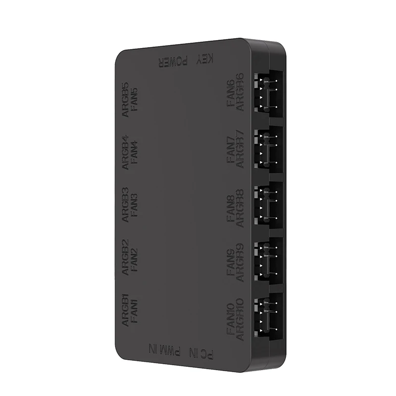 ARGB-lichteffect en ventilatorsnelheid Afstandsbediening PC-chassis Koelventilator Hub Magnetische zuigkracht Computerbehuizing Fans 10-poorts splitter