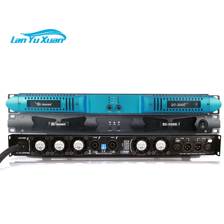 Sinbosen Hot Sale 2 Channel Switching Power Amplifiers D2-3500 8000W bass amplifier