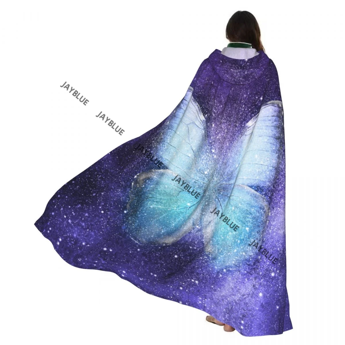 

Long Cape Cloak Galaxy Stars Butterfly Hooded Cloak Coat Autumn Hoodies