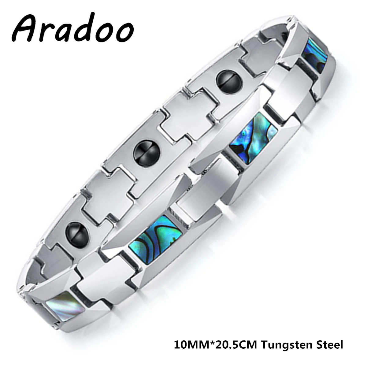 Tungsten Men\'s Bracelet Titanium Steel Abalone Ocean Energy Hematite Therapy Bracelet