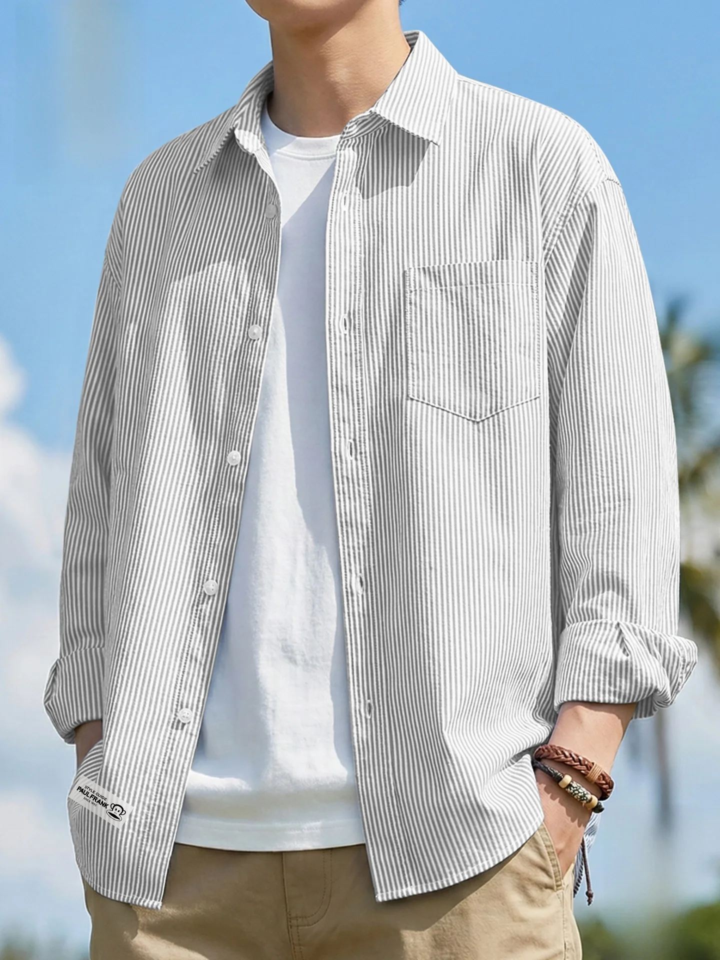 

Men's Striped Long Sve irt Casual Loose Fit Anti-Wrinkle Spring Outerwear Breathable Comfortable Cotton Blend